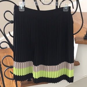 Ted Baker London Black and Lime Pleated Midi Skirt